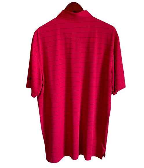 Callaway OptiDri Mens Short Sleeve Polo Shirt SZ Large Red Black Stripe Stretch - Picture 2 of 7